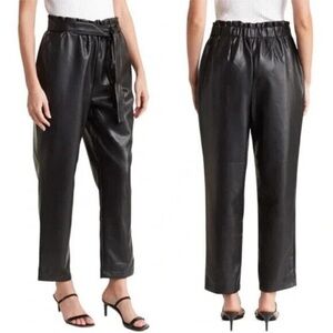Avec Les Filles Faux Leather Paperbag Pants Belted Black Cropped M EUC